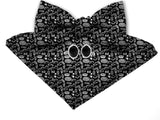 Blacksmith Pizza Pasta Black Adjustable Fashion Printed Bowtie and Matching Pocket Square Set for Men with Natural Stone Cufflink  - Bow ties for Tuxedo and Blazers