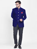 Blacksmith Royal Blue Velvet Jodhpuri Blazer Jacket for Men