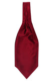 Blacksmith Maroon Satin Ascot Neck Scarf And Matching Pocket Square Set For Men