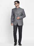 Blacksmith Black and White Paisley Jodhpuri Blazer Jacket for Men