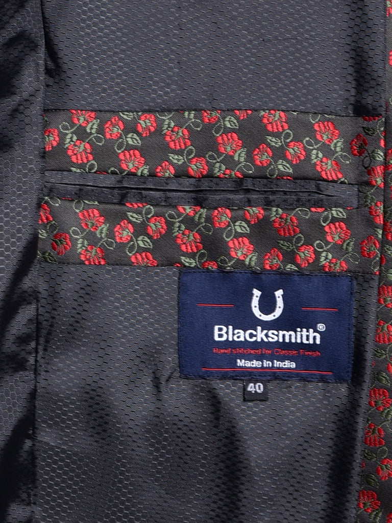 Blacksmith Black and Red Floral Jodhpuri Blazer Jacket for Men