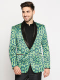 Blacksmith | Blacksmith Fashion | Blacksmith Abstract Blue And Green Printed Tuxedo For Men | Blacksmith suit for men.