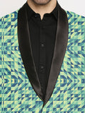 Blacksmith | Blacksmith Fashion | Blacksmith Abstract Blue And Green Printed Tuxedo For Men | Blacksmith suit for men.