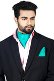 Blacksmith Mint Green Satin Ascot Neck Scarf And Matching Pocket Square Set For Men