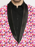 Blacksmith | Blacksmith Fashion | Blacksmith Abstract Pink Printed Tuxedo For Men | Blacksmith suit for men.