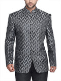 Blacksmith Black and White Paisley Jodhpuri Blazer Jacket for Men