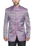 Blacksmith Sky Blue Jacquard Paisley Jodhpuri Blazer Jacket for Men