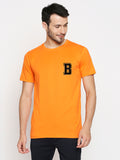 Blacksmith | Blacksmith Fashion | Blacksmith Orange Alphabet B Round Neck Printed T-shirt