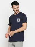 Blacksmith | Blacksmith Fashion | Blacksmith Navy Blue Alphabet B Round Neck Printed T-shirt