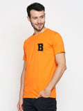 Blacksmith | Blacksmith Fashion | Blacksmith Orange Alphabet B Round Neck Printed T-shirt