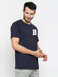 Blacksmith | Blacksmith Fashion | Blacksmith Navy Blue Alphabet B Round Neck Printed T-shirt