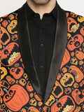 Blacksmith | Blacksmith Fashion | Blacksmith Black And Orange Pumpkin Printed Tuxedo For Men | Blacksmith suit for men.