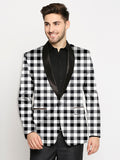 Blacksmith Black And White Checks Printed Tuxedo for Men - Party , Cocktail, Wedding, Functions, Sangeet, Lounge