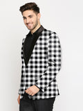 Blacksmith | Blacksmith Fashion | Blacksmith Black And White Checks Printed Tuxedo For Men | Blacksmith suit for men.