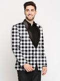 Blacksmith | Blacksmith Fashion | Blacksmith Black And White Checks Printed Tuxedo For Men | Blacksmith suit for men.