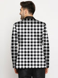 Blacksmith | Blacksmith Fashion | Blacksmith Black And White Checks Printed Tuxedo For Men | Blacksmith suit for men.