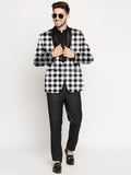 Blacksmith | Blacksmith Fashion | Blacksmith Black And White Checks Printed Tuxedo For Men | Blacksmith suit for men.