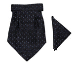 Blacksmith Black Doobie Cravat Stole And Matching Pocket Square Set For Men.