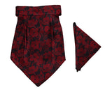 Blacksmith | Blacksmith Fashion | Blacksmith Black Flower Cravat Stole And Matching Pocket Square Set For Men.