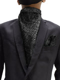 Blacksmith | Blacksmith Fashion | Blacksmith Black Paisley Cravat Stole And Matching Pocket Square Set For Men.