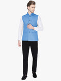 Blacksmith Light Blue Soft Cotton Modi Jacket for Men -Light Blue Nehru Jacket for Men