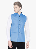 Blacksmith Light Blue Soft Cotton Modi Jacket for Men -Light Blue Nehru Jacket for Men