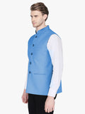 Blacksmith Light Blue Soft Cotton Modi Jacket for Men -Light Blue Nehru Jacket for Men