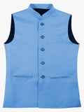 Blacksmith Light Blue Soft Cotton Modi Jacket for Men -Light Blue Nehru Jacket for Men