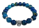 Blacksmith Blue Agate Lion Bracelet for Women & Men- Blue Agate Bracelet