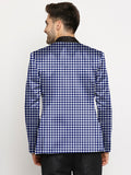 Blacksmith | Blacksmith Fashion | Blacksmith Blue And White Checks Printed Tuxedo For Men | Blacksmith suit for men.