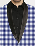 Blacksmith | Blacksmith Fashion | Blacksmith Blue And White Checks Printed Tuxedo For Men | Blacksmith suit for men.