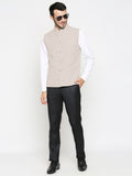 Blacksmith Beige And White Polka Dot Modi Jacket for Men - Polka Dot Nehru Jacket for Men .