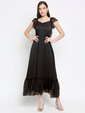 Blacksmith | Blacksmith Fashion | Blacksmith Black Women Party Wear Maxi Dress.