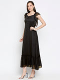 Blacksmith | Blacksmith Fashion | Blacksmith Black Women Party Wear Maxi Dress.