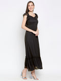 Blacksmith | Blacksmith Fashion | Blacksmith Black Women Party Wear Maxi Dress.