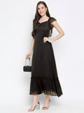 Blacksmith | Blacksmith Fashion | Blacksmith Black Women Party Wear Maxi Dress.