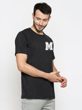 Blacksmith | Blacksmith Fashion | Blacksmith Black Alphabet M Round Neck Printed T-shirt