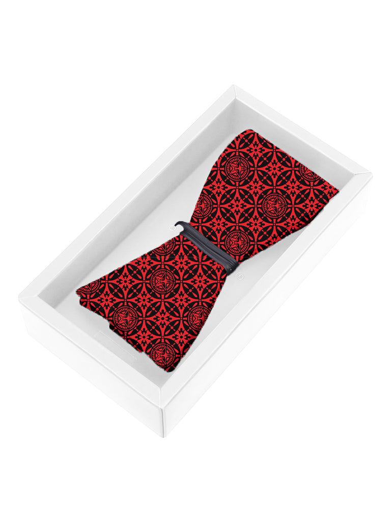 Blacksmith Black And Red Star Satin Adjustable Self Tie Open Bowtie for Men - Self Tie Bowties