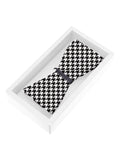 Blacksmith Black And White Houndstooth Satin Adjustable Self Tie Open Bowtie for Men - Self Tie Bowties