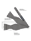 Blacksmith Black And White Houndstooth Satin Adjustable Self Tie Open Bowtie for Men - Self Tie Bowties