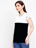 Blacksmith 100% Soft Cotton Bio Washed Black And White Half And Half  Top For Women. - Blacksmith Fashion