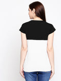 Blacksmith 100% Soft Cotton Bio Washed Black And White Half And Half  Top For Women. - Blacksmith Fashion