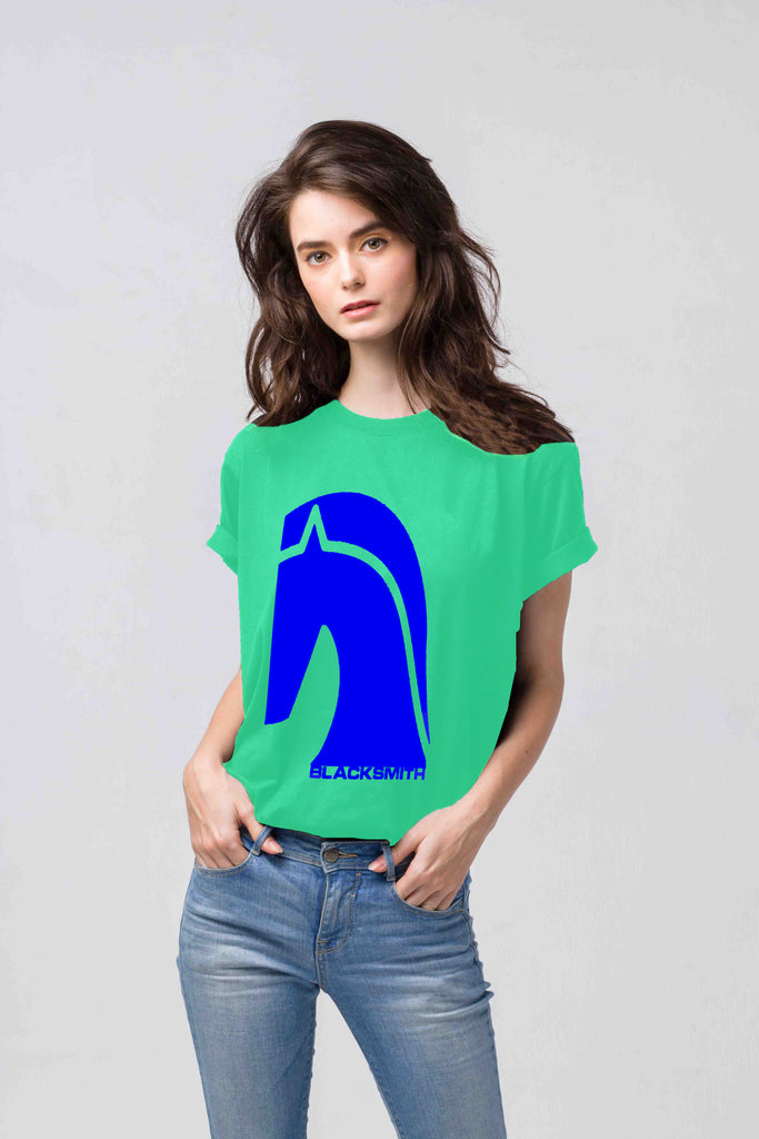 Blacksmith | Blacksmith Fashion | Printed Horse Mint 100% Soft Cotton Bio-Washed Top for women's and Girls