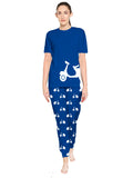 Blacksmith Women's Stretchable Cotton Night Suit for Women - Mint,Blue And Orange Bike Print Design - Blacksmith Fashion