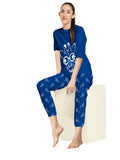 Blacksmith Women's Stretchable Cotton Night Suit for Women - Blue,Red,And Orange Giraffe Print Design - Blacksmith Fashion