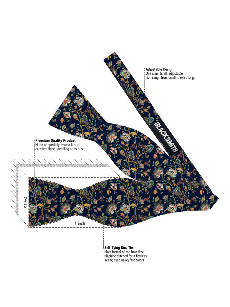 Blacksmith Blue Rose Satin Adjustable Self Tie Open Bowtie for Men - Self Tie Bowties