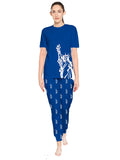 Blacksmith Women's Stretchable Cotton Night Suit for Women - Blue And Black Liberty Print Design - Blacksmith Fashion