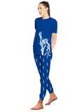 Blacksmith Women's Stretchable Cotton Night Suit for Women - Blue And Black Liberty Print Design - Blacksmith Fashion