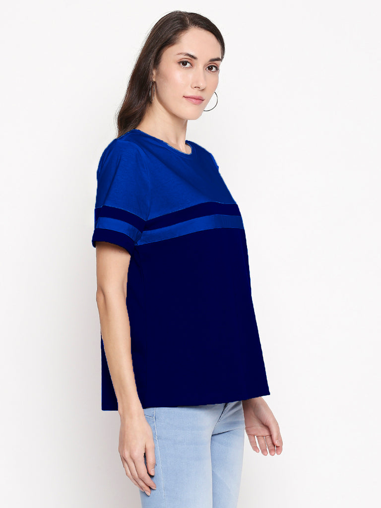 Blacksmith | Blacksmith Fashion | Royal Blue And Navy Blue 100% cotton Bio-Washed Two Stripes for women