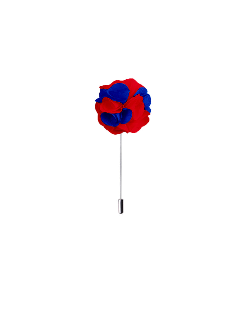 Blacksmith Navy Blue And Red Flower Lapel Pin for Men - Fashion Accessories for Blazer , Tuxedo or Coat